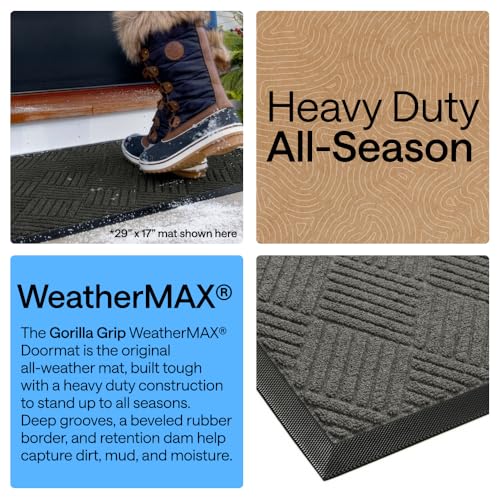 Gorilla Grip Waterproof All-Season Doormat 29x17 Gray Diamond