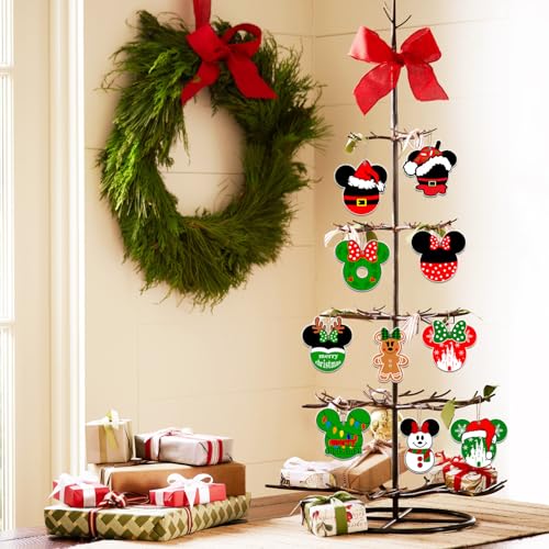 Mouse Christmas Ornaments Hanging Decorations – 24 Pcs Double-Sided Tree Ornaments