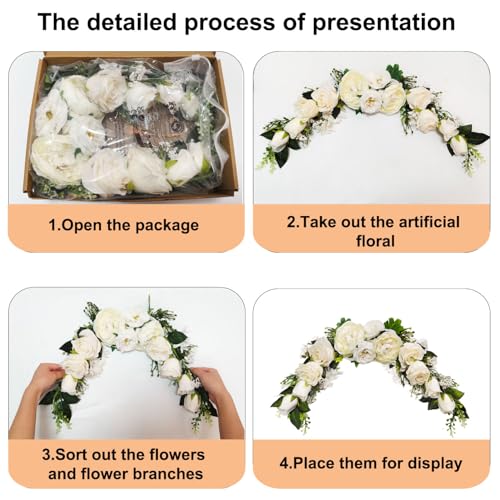 23-Inch Artificial Peony and Rose Floral Swag for Arch and Door Decor