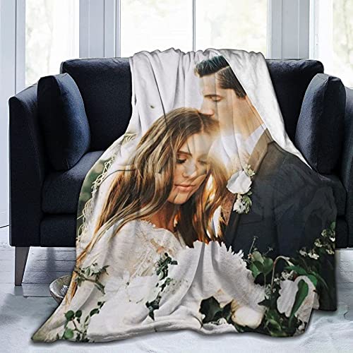 Custom Photo Blanket - Personalized Flannel Throw with Text, 40x50