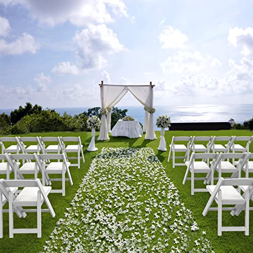 White Resin Folding Chairs with Padded Seat, 4 Pack - Indoor & Outdoor Use