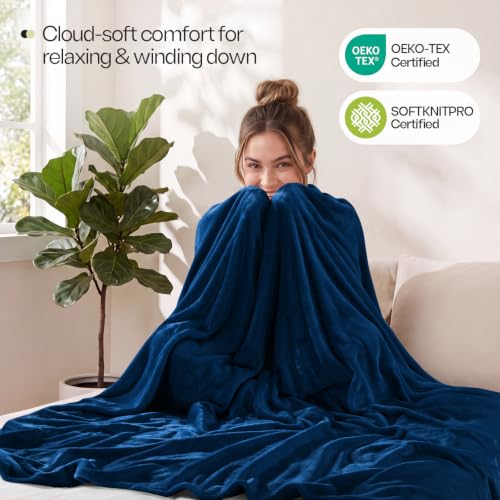 Utopia Bedding King Size Navy Fleece Blanket 90x102 Inches - Soft & Cozy Bed Cover