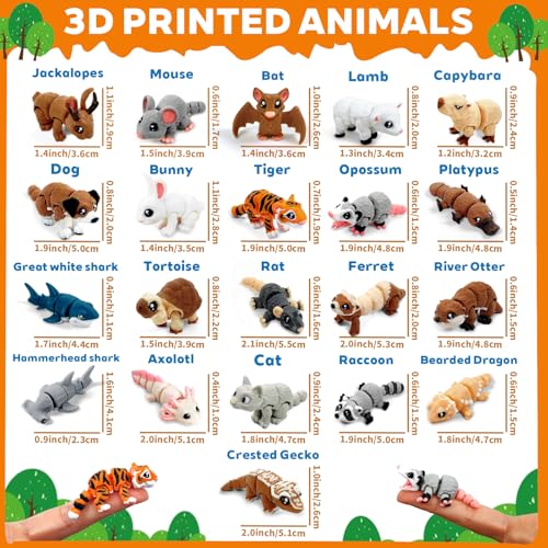 21-Piece Mini 3D Printed Animal Statue Set with Articulated Joints