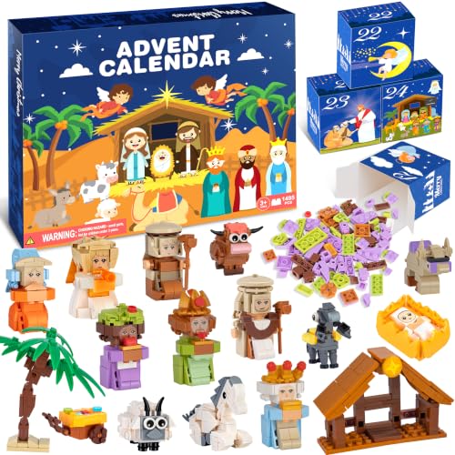 Nativity Scene Building Block Advent Calendar - 24-Day Christmas Countdown Set