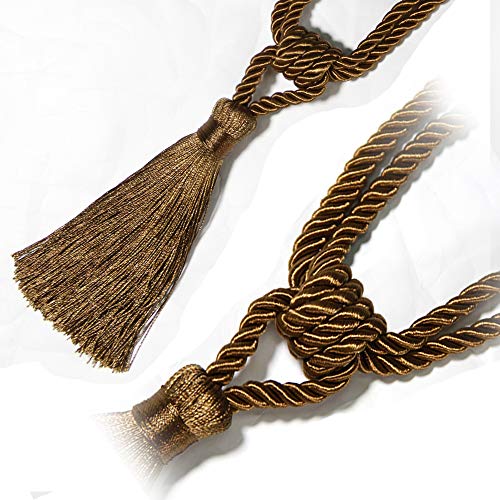 4-Pack Handmade Tassel Curtain Tiebacks - Elegant Rope Holdbacks (Coffee)