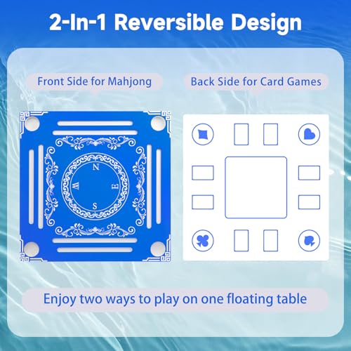 32-Inch Floating Mahjong Table for Pools, Double-Sided Game Mat with Cup Holders