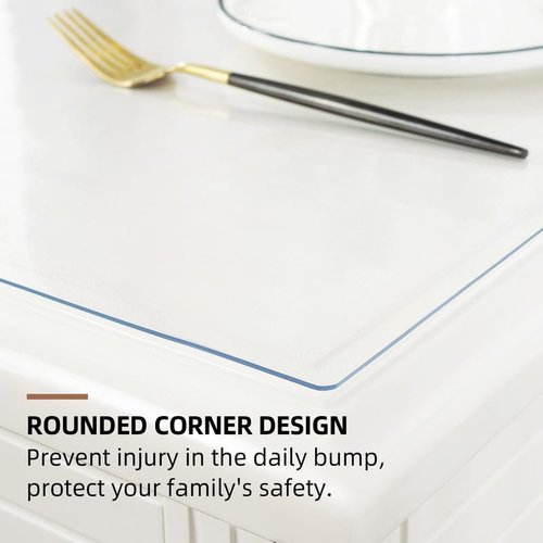 Warmstar Clear Table Cover Protector 42 x 112 Inch,1.5mm Thick Plastic Table Cover Rectangle,PVC Clear Table Protector,Desk Protector Mat for Kitchen, Dresser, Writing Desk，Dining Room Table