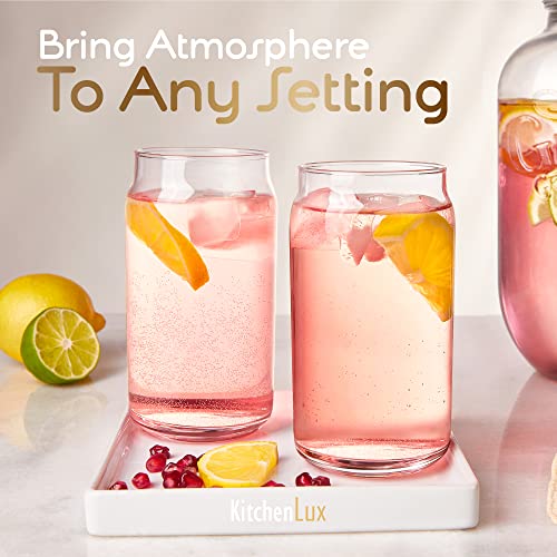 16 oz Can Shaped Glass Cups, Set of 12 Clear Beer Can Glasses for Drinks