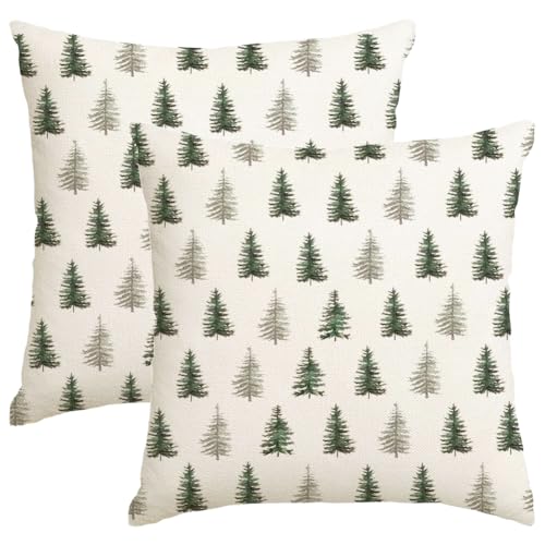 RABUSOFA Green Christmas Tree Pillow Covers 20x20in Set of 2 - 100% Polyester
