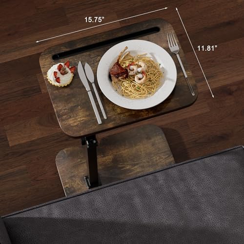 Adjustable C-Shaped Swivel Side Table with Tablet Slot for Couch
