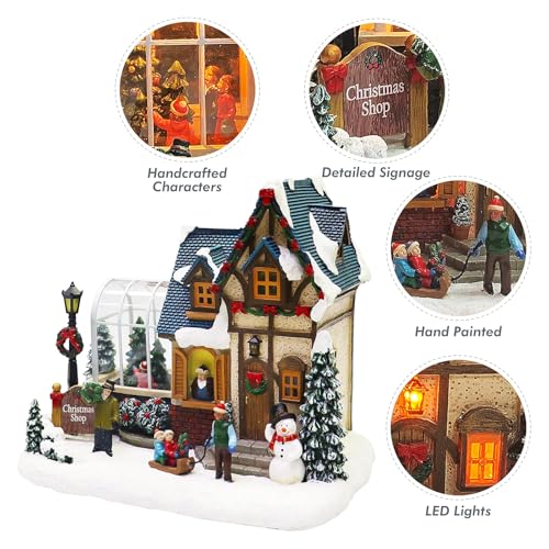 Lighted Musical Christmas Village Shop - LED Holiday Building Decor