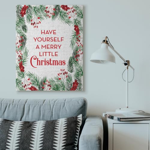 Merry Little Christmas Pine Canvas Wall Art 36 x 48 Inches - Holiday Wall Decor