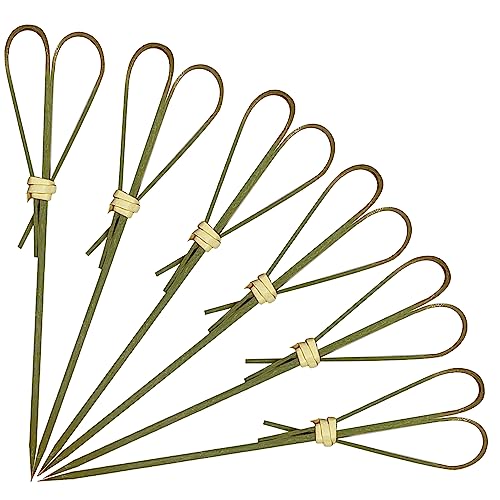 HXYCNNA 100 Cyan Heart-Shaped Bamboo Cocktail Picks 4.7 Inch for Appetizers