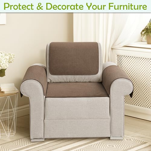 Waterproof Non-Slip Couch Arm Covers Set of 2 - 24x20 inches