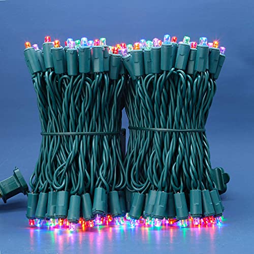 SWEET SHINE 200-Count Multicolor Wide Angle LED Christmas Lights, 66 ft Green Wire - UL Commercial Grade