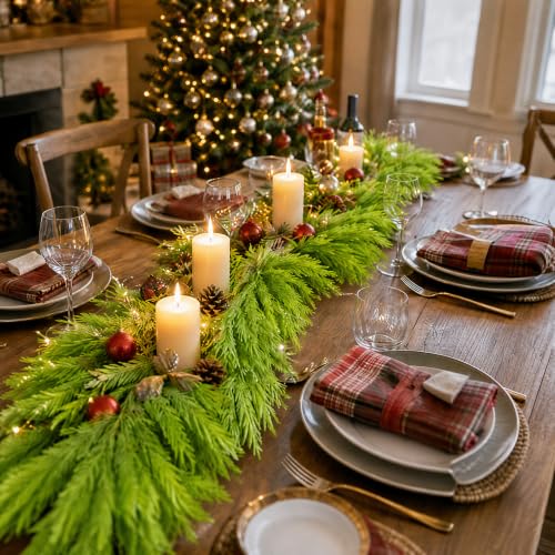 8.85ft Lime Green Artificial Norfolk Pine Garland for Christmas Decor