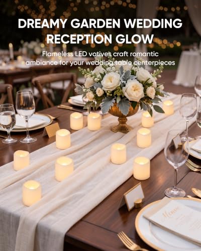 Homemory 100-Pack White Flameless Votive Tealights with Warm White Flicker