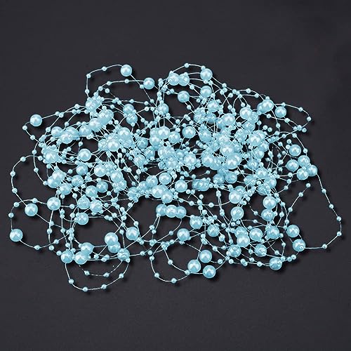 Beufee Blue Artificial Pearl String Beads Garland 10m Wedding Party Decor