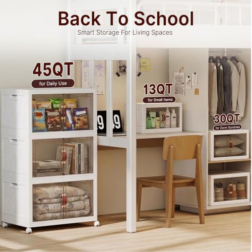 Extra Large Stackable Storage Bins with Lids, Wheels and Clear Doors