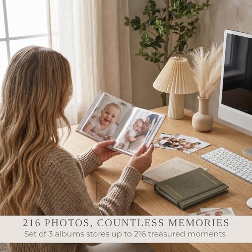 Linen Photo Album Set of 3 for 4x6 Photos, Holds 216 Pictures