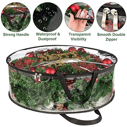 Clear Wreath Storage Bags 4-Pack 24-Inch Waterproof PVC