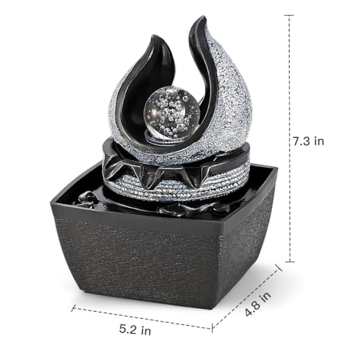 Tabletop Water Fountain with LED Rolling Ball - Zen Desktop Decor