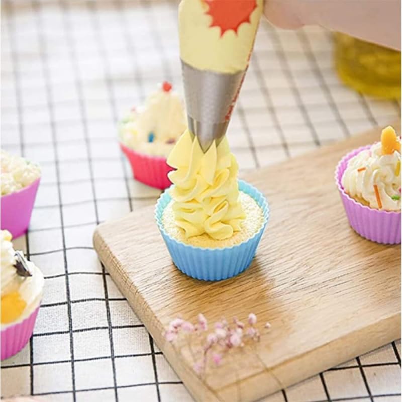 Skiennix Silicone Baking Cups - Reusable Non-Stick Cupcake Liners | 12 Piece Set