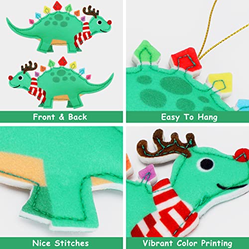 Dinosaur Felt Ornaments Set of 8 – T-Rex, Triceratops, Diplodocus Christmas Hanging Decor