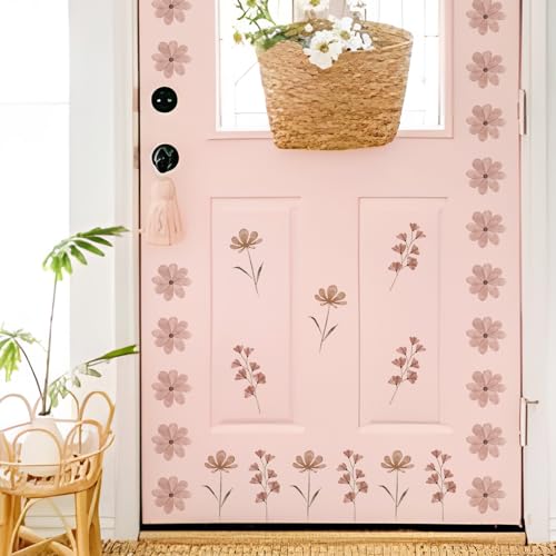 Boho Daisy Flower Wall Decals - 84 Pcs Peel and Stick Floral Stickers