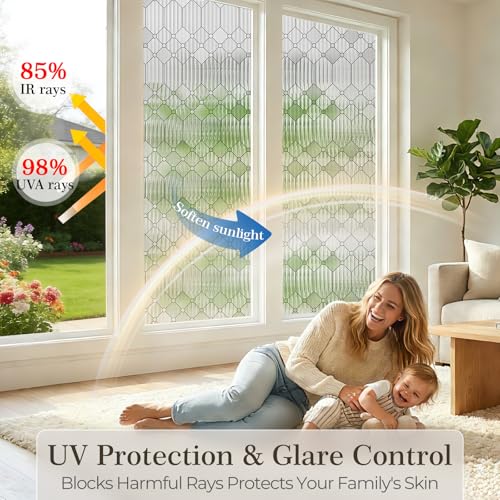 Frosted Reeded Glass Window Privacy Film, 17.5"x78.7"
