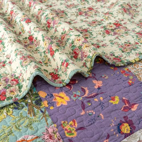 YAYIDAY 100% Cotton Oversized King Patchwork Quilt Set - 120x118 Bedspread