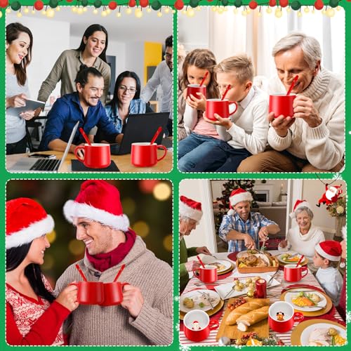 Cute Style Christmas Animal Coffee Mug Set, 13.5 oz with Spoons, 4-Piece