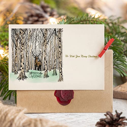 Threetols Forest Deer Xmas Clear Stamps - Forest Background Clear Rubber Stamps for Card Making (Forest Deer)