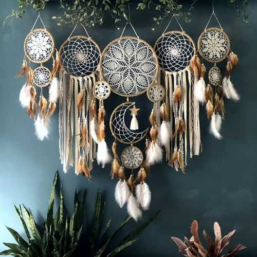 5-Pack Bohemian Dreamcatcher Set Handmade Boho Wall Decor for Bedroom