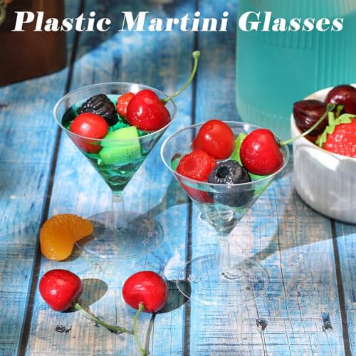 12 Pcs 2 oz Disposable Martini Glasses, Clear Plastic Cocktail Cups for Party