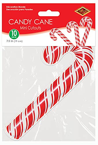 Beistle 10 Piece Christmas Candy Cane Paper Decorations Holiday Cutouts