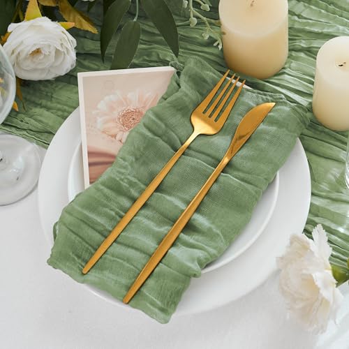 12-Pack Sage Green Cheesecloth Napkins, 20" x 20" Rustic Gauze Table Decor