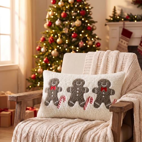 Artscope Gingerbread Man Lumbar Throw Pillow Cover 16x24 Inch - Festive Christmas Decor