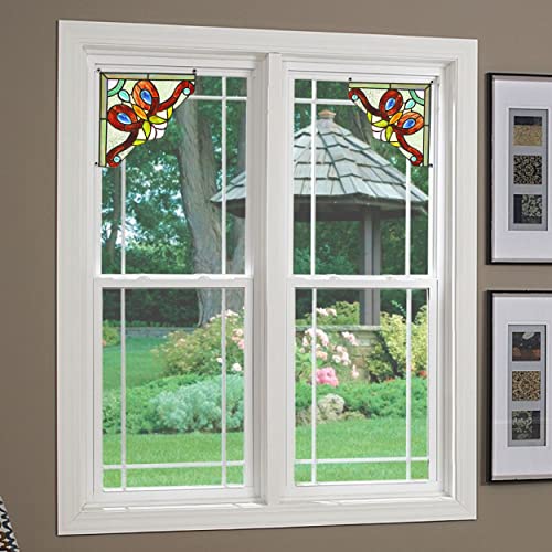 Victorian Stained Glass Window Panels Set - 8" Wide, 2pcs