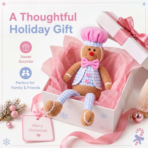 Gingerbread Man Christmas Tree Topper Plush Doll 19 Inch Holiday Decor