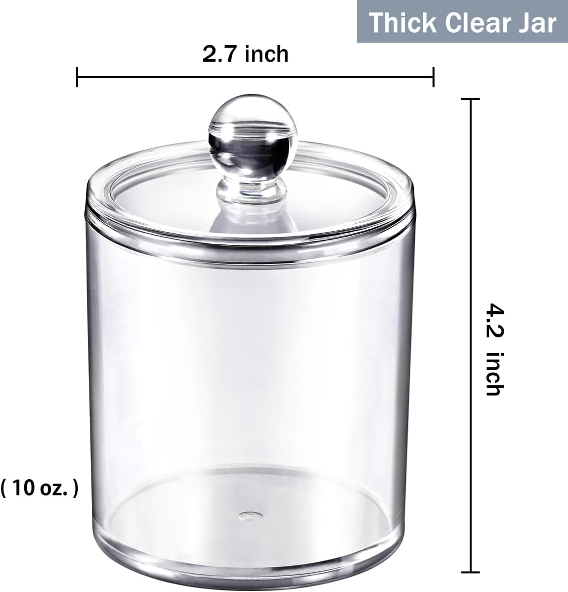 SheeChung Clear Acrylic Qtip Holder - Shatterproof Bathroom Organizer Canister for Cotton Swabs, Balls & Pads
