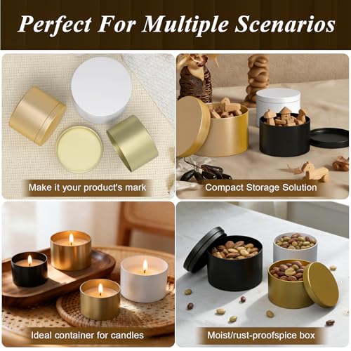 8oz Black Candle Tins with Lids - Heavy-Duty Metal Containers (10PCS)