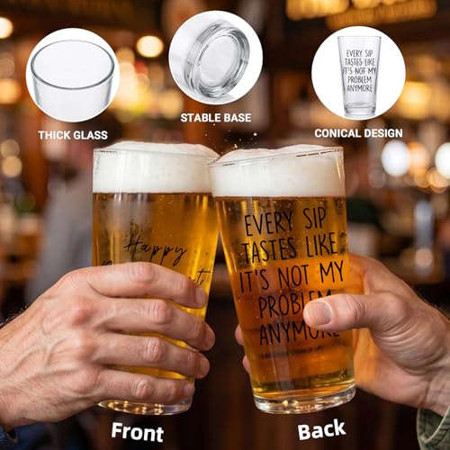 Funny 2026 Retirement Beer Glass with Bottle Opener - 20 Oz Gift for Men