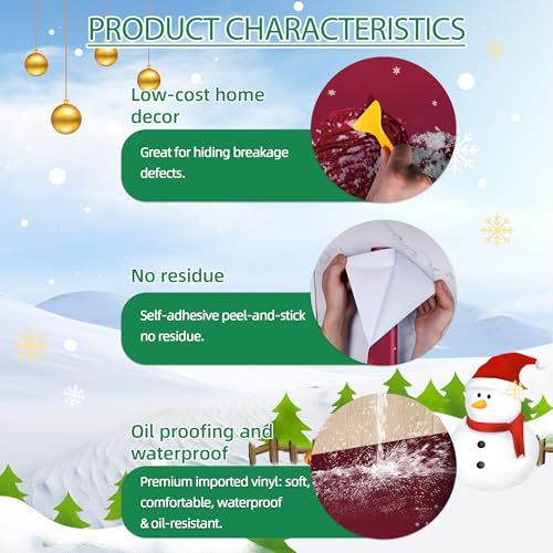 Mt5968 32x80 Christmas Door Sticker Snowman Scene Red Ornaments Waterproof Peel & Stick