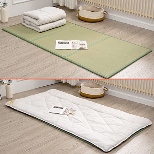 Natural Igusa Rush Grass Tatami Mat - 79" x 39" Foldable Floor Mattress