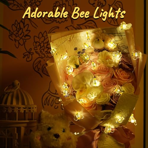 Bee Decor String Lights 10Ft 30 LEDs Battery Operated Copper Wire