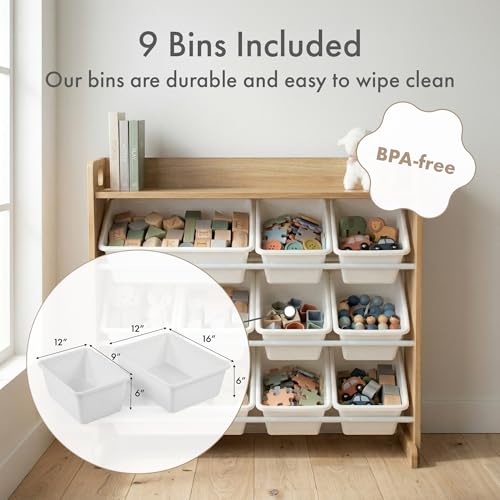 Kids Toy Storage Organizer with 9 Removable Bins and Display Shelf