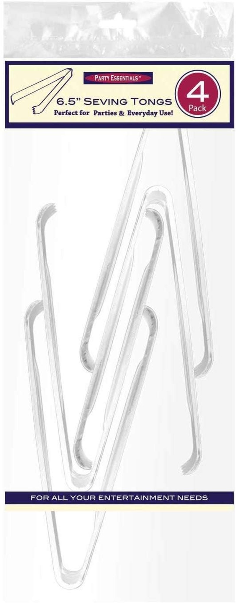 Party Essentials N64 Serving Tongs, 6-1/2", Clear (Pack of 48)