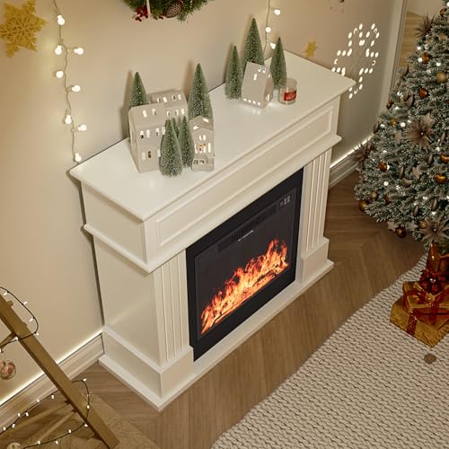43-Inch Electric Fireplace TV Stand with Mantel and Remote Control