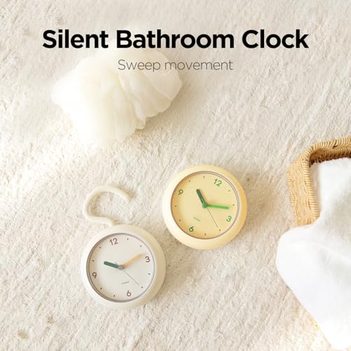 Silent Waterproof Bathroom Clock - Battery Operated Shower Clock